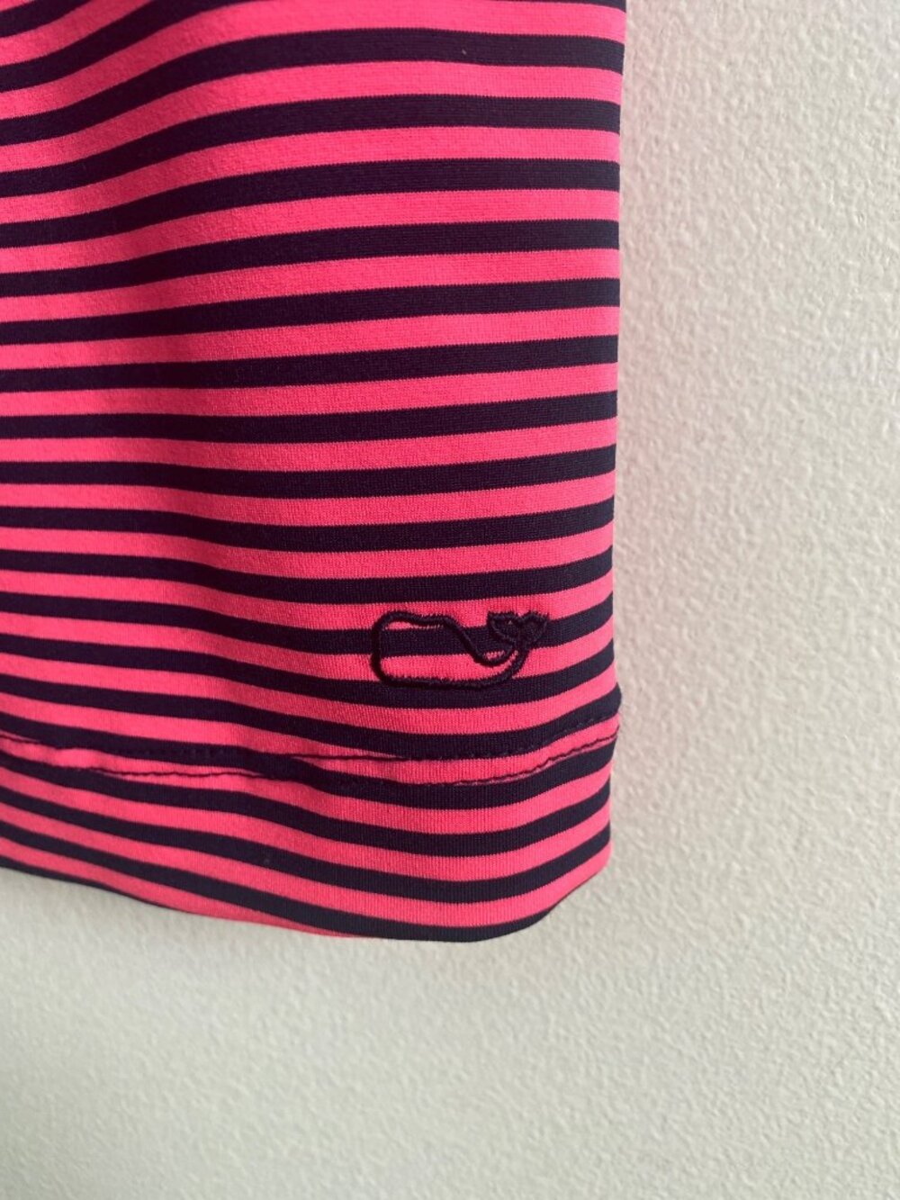 Vineyard Vines Sankaty Striped 3/4 Sleeve Dress Pink & Navy Polyester Blend M - Picture 4 of 6